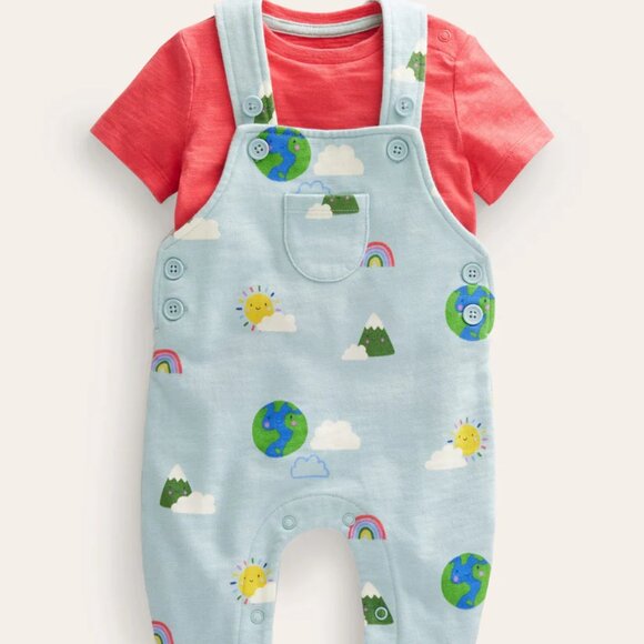 NWOT Mini Boden Jersey Dungaree Set